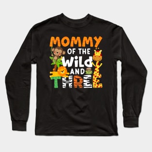 Mommy Of The Wild and Three Zoo Birthday Party Safari Theme Long Sleeve T-Shirt